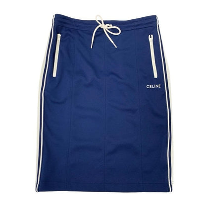 Celine Bottoms Polyester Navy Ivory Skirt Sideline Logo