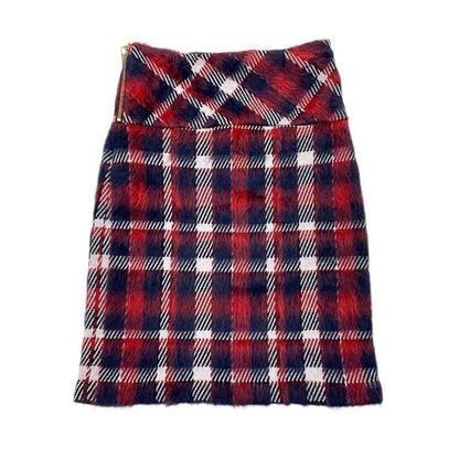 Louis Vuitton Skirt Red Navy White Check Mohair
