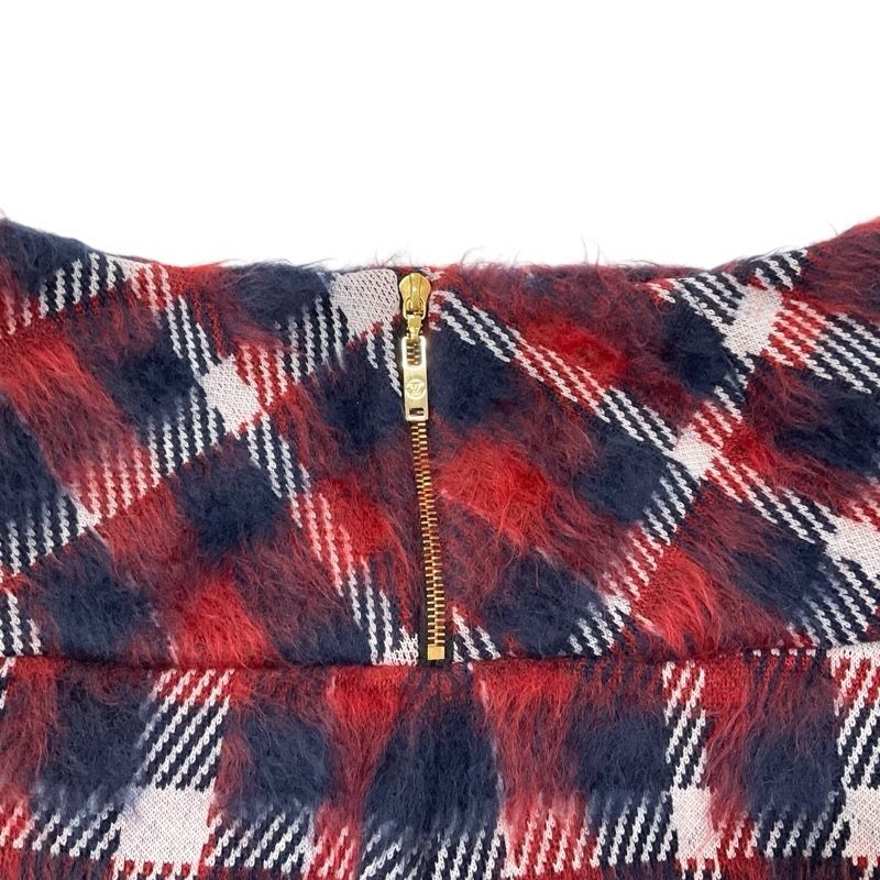 Louis Vuitton Skirt Red Navy White Check Mohair