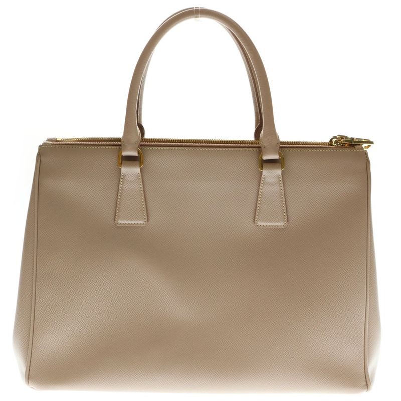 Prada Galleria Saffiano Lux 2WAY Shoulder Bag Handbag Pink Beige Leather Gold