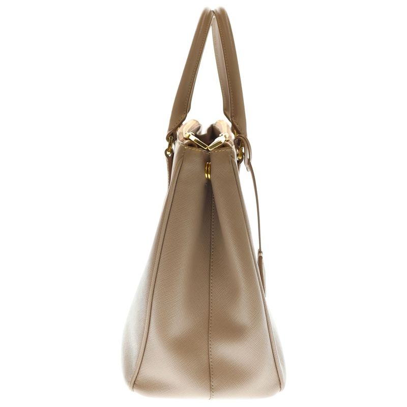 Prada Galleria Saffiano Lux 2WAY Shoulder Bag Handbag Pink Beige Leather Gold