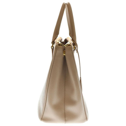 Prada Galleria Saffiano Lux 2WAY Shoulder Bag Handbag Pink Beige Leather Gold