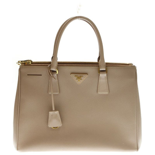Prada Galleria Saffiano Lux 2WAY Shoulder Bag Handbag Pink Beige Leather Gold