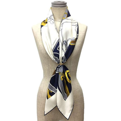 Hermes Carre 90 L'instrvction DV ROY Imperial Scarf Silk White New Used Unused