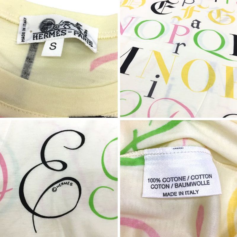 Hermes T-shirt Cut And Sewn Crew Neck Short Sleeves Size S Alphabet Pattern