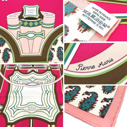 Hermes Carre 90 LES Roues DE Phaeton Four-wheeled Carriage Wheels Scarf Silk