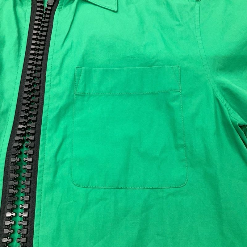Louis Vuitton Dress Cotton Green Black Shirt Front Zip Short Sleeve Belt