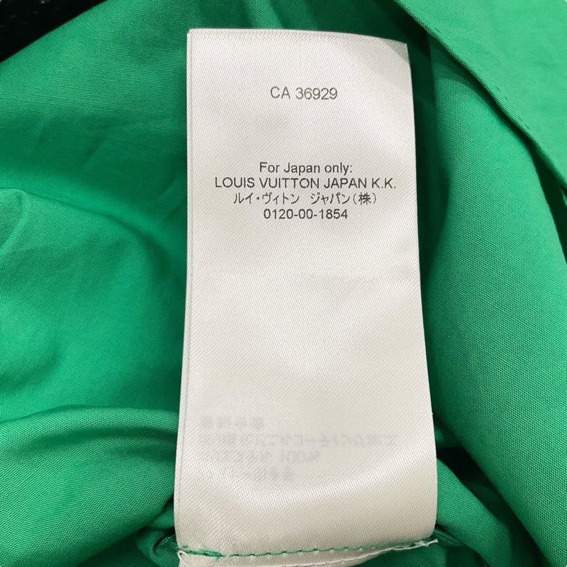 Louis Vuitton Dress Cotton Green Black Shirt Front Zip Short Sleeve Belt