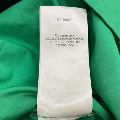 Louis Vuitton Dress Cotton Green Black Shirt Front Zip Short Sleeve Belt