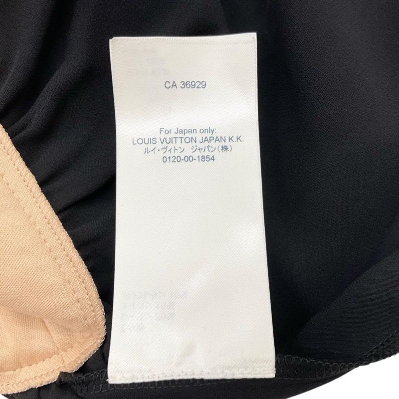Louis Vuitton Dress Silk Monogram Black Beige Short Sleeve