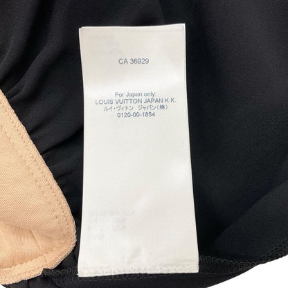 Louis Vuitton Dress Silk Monogram Black Beige Short Sleeve
