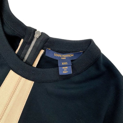 Louis Vuitton Dress Silk Monogram Black Beige Short Sleeve