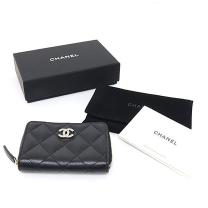 Chanel Chanel Quilted Coin Purse Caviar Leather Black Ap4818 Coco Mark Card Case