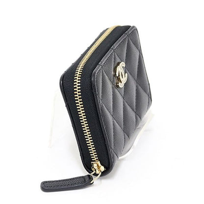 Chanel Chanel Quilted Coin Purse Caviar Leather Black Ap4818 Coco Mark Card Case