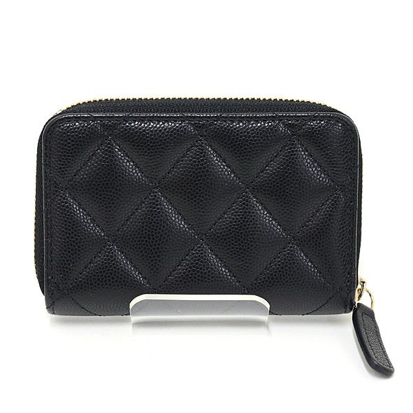 Chanel Chanel Quilted Coin Purse Caviar Leather Black Ap4818 Coco Mark Card Case