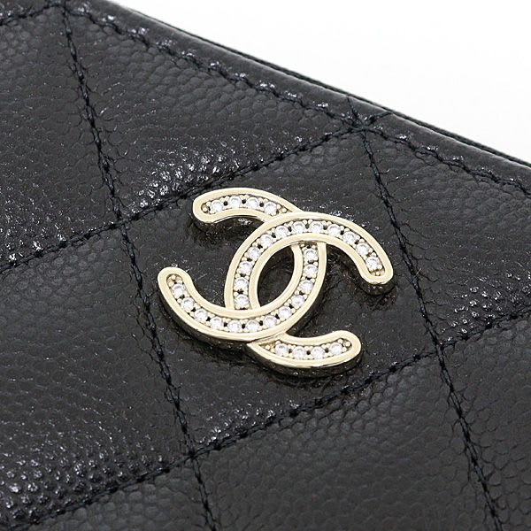 Chanel Chanel Quilted Coin Purse Caviar Leather Black Ap4818 Coco Mark Card Case