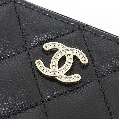 Chanel Chanel Quilted Coin Purse Caviar Leather Black Ap4818 Coco Mark Card Case