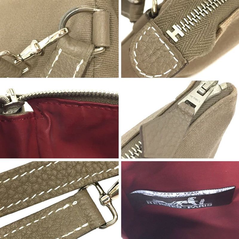 Hermes Pouch Wristlet Pouch Canvas And Leather Etop Small Bag Aq11937
