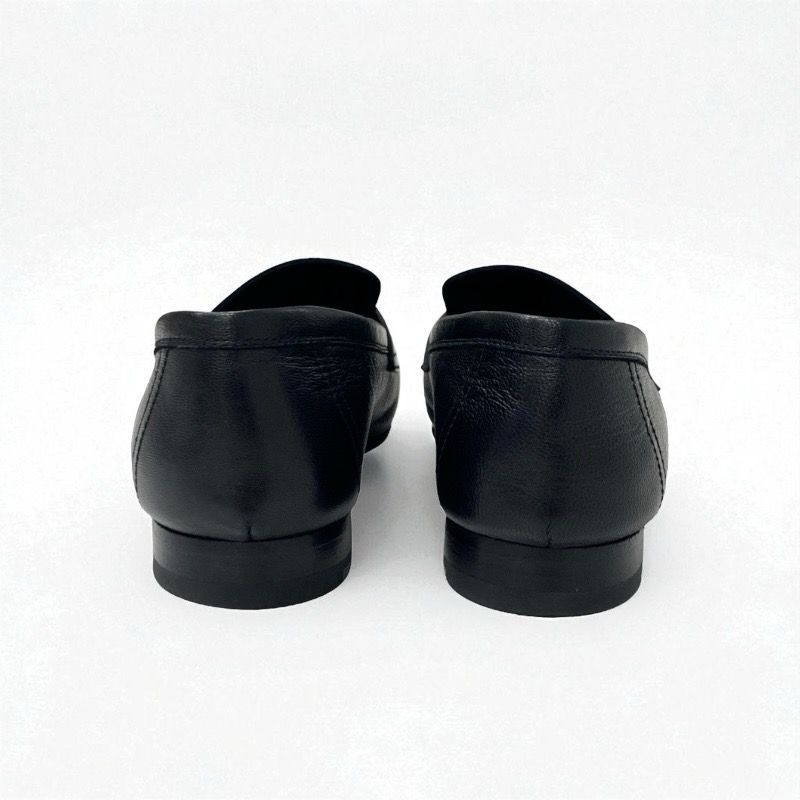 Hermes Paris Loafer Leather Shoes Leather Black Gold Hhardware Moccasins