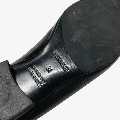 Hermes Paris Loafer Leather Shoes Leather Black Gold Hhardware Moccasins