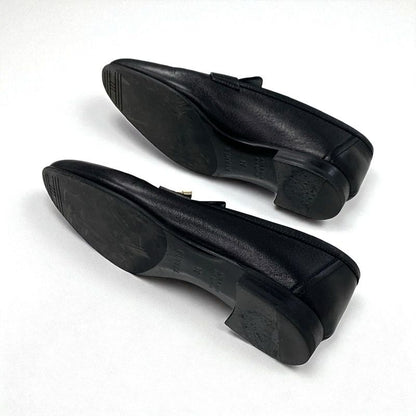 Hermes Paris Loafer Leather Shoes Leather Black Gold Hhardware Moccasins