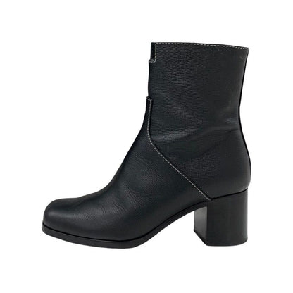 Hermes Flats Boots Short Boots Shoes Leather Black Stitching