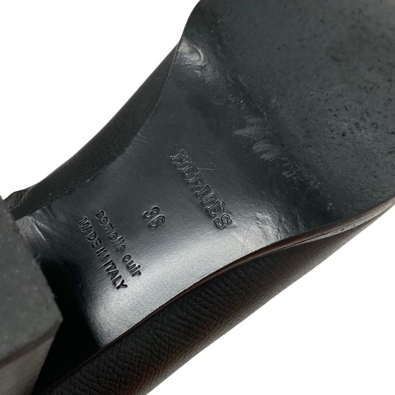 Hermes Flats Boots Short Boots Shoes Leather Black Stitching