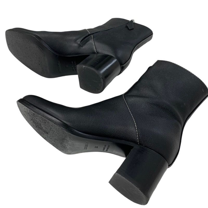 Hermes Flats Boots Short Boots Shoes Leather Black Stitching