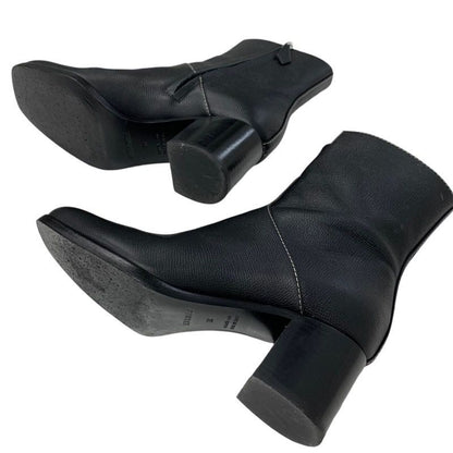 Hermes Flats Boots Short Boots Shoes Leather Black Stitching