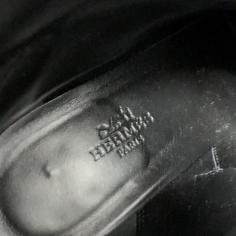 Hermes Flats Boots Short Boots Shoes Leather Black Stitching