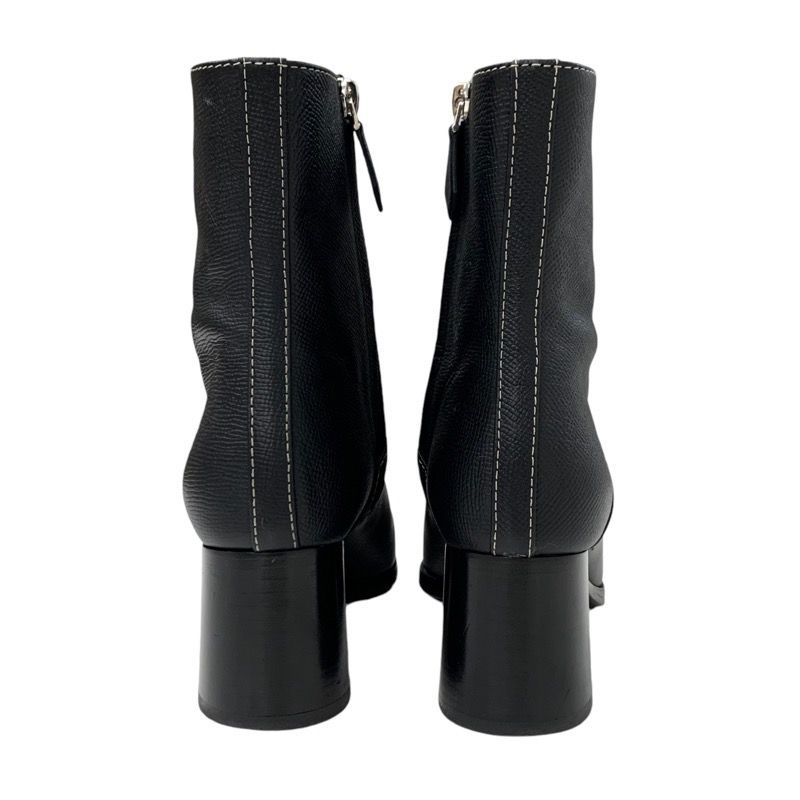 Hermes Flats Boots Short Boots Shoes Leather Black Stitching