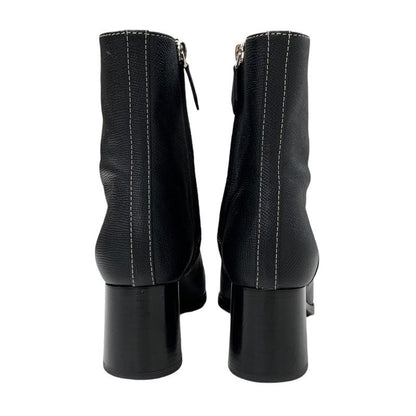 Hermes Flats Boots Short Boots Shoes Leather Black Stitching