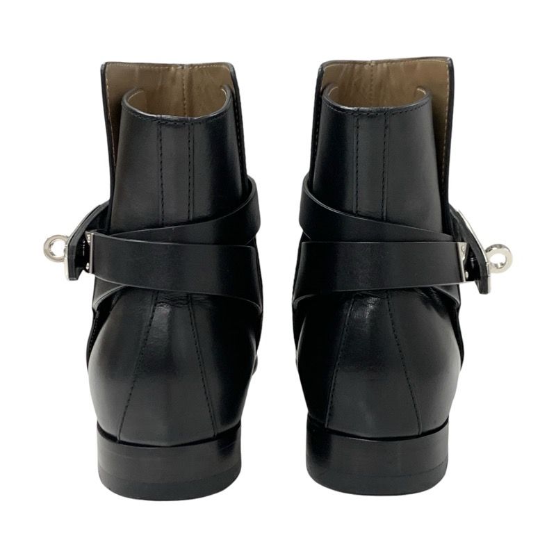 Hermes Neo Boots Short Boots Shoes Leather Black Silver Kelly Hardware