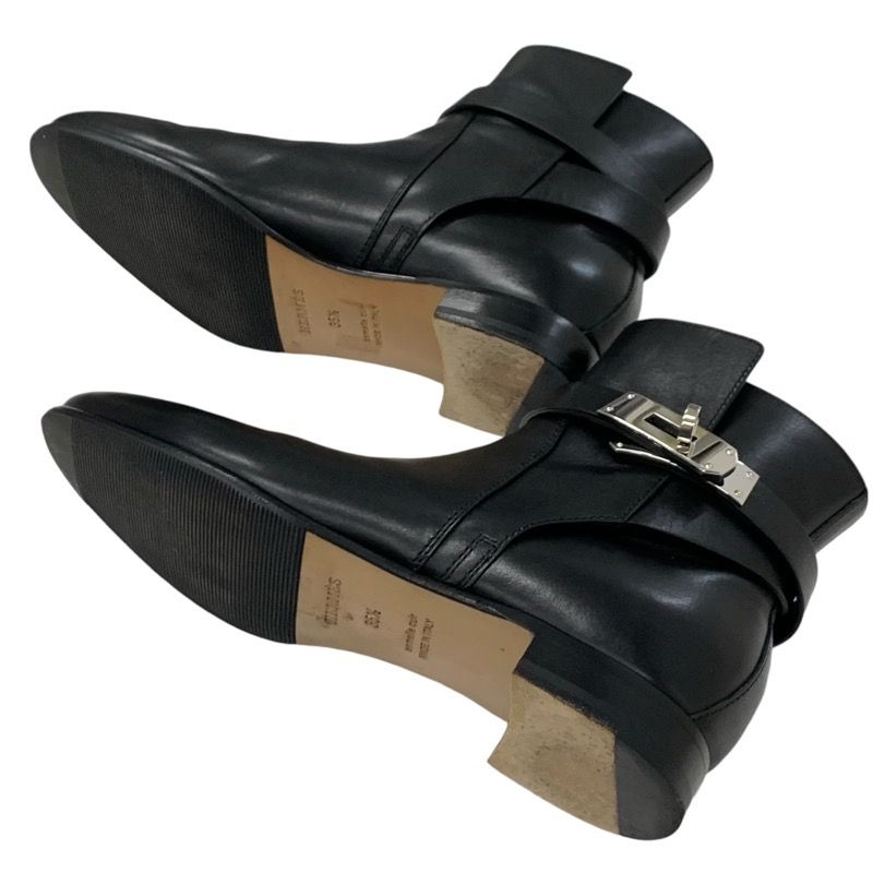 Hermes Neo Boots Short Boots Shoes Leather Black Silver Kelly Hardware