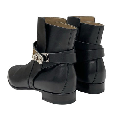 Hermes Neo Boots Short Boots Shoes Leather Black Silver Kelly Hardware
