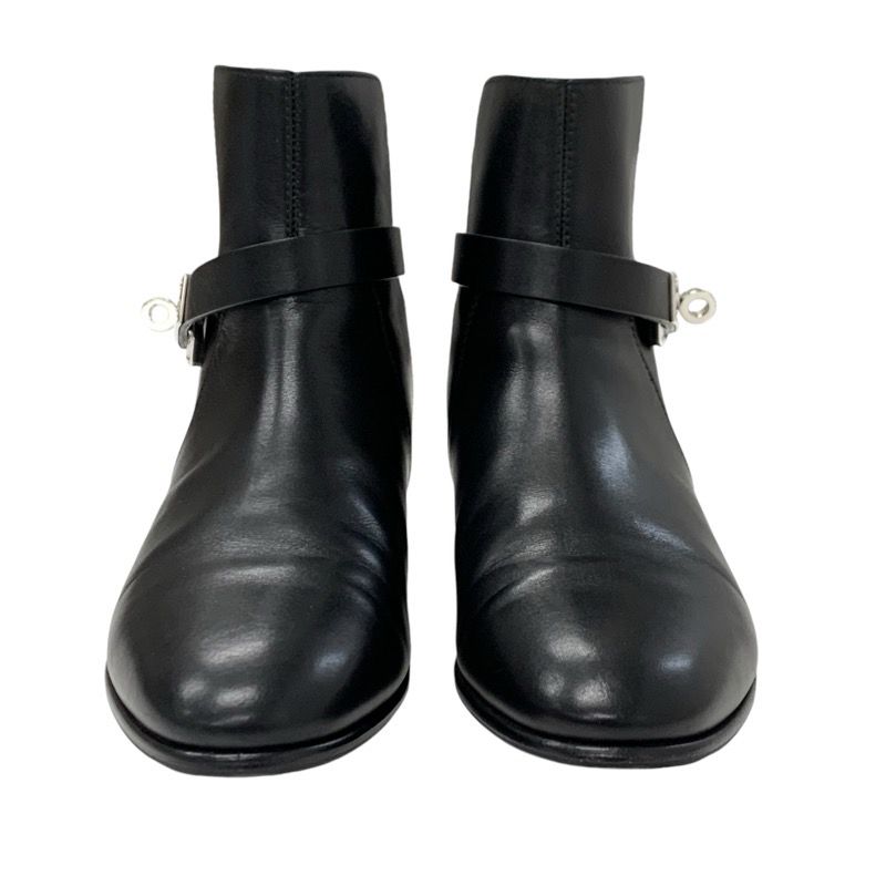 Hermes Neo Boots Short Boots Shoes Leather Black Silver Kelly Hardware