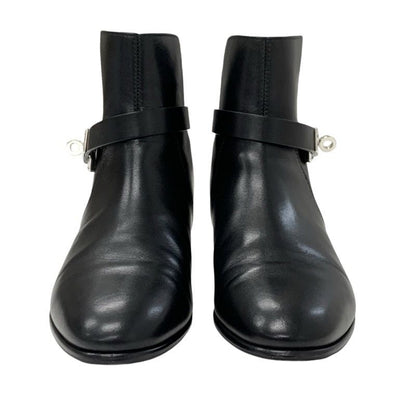 Hermes Neo Boots Short Boots Shoes Leather Black Silver Kelly Hardware