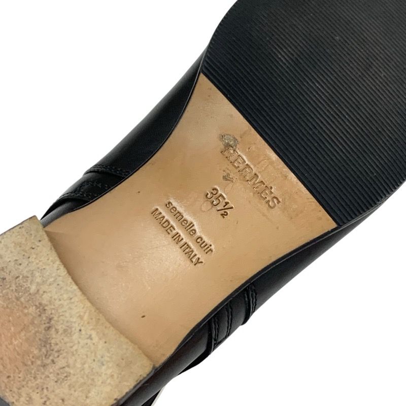 Hermes Neo Boots Short Boots Shoes Leather Black Silver Kelly Hardware