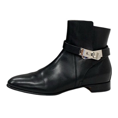 Hermes Neo Boots Short Boots Shoes Leather Black Silver Kelly Hardware