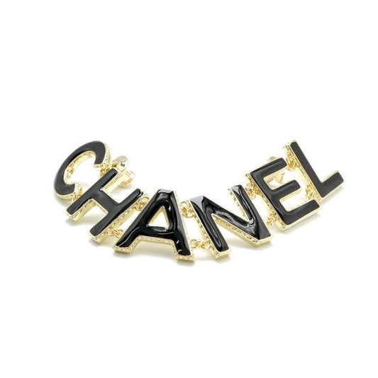 Chanel Brooch Corsage Gold Black Pin Brooch Logo