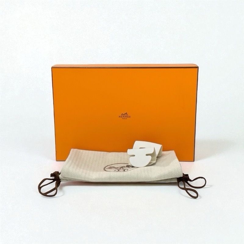 Hermes Carlotta Sandals Shoes Leather White Silver Kelly Hardware Sabo Mule