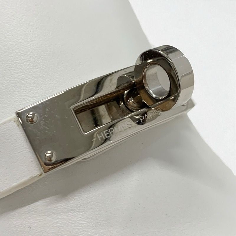 Hermes Carlotta Sandals Shoes Leather White Silver Kelly Hardware Sabo Mule