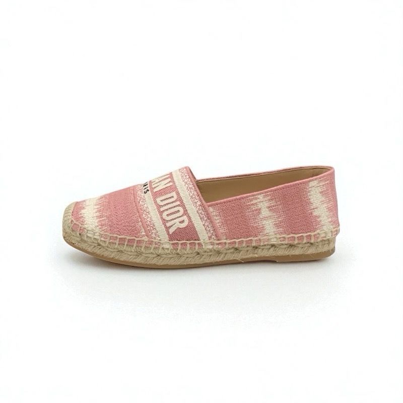 Christian DIOR Granville Flat Shoes Fabric Pink Espadrilles