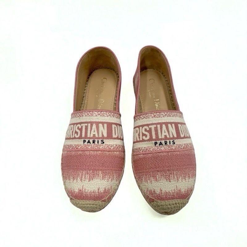 Christian DIOR Granville Flat Shoes Fabric Pink Espadrilles