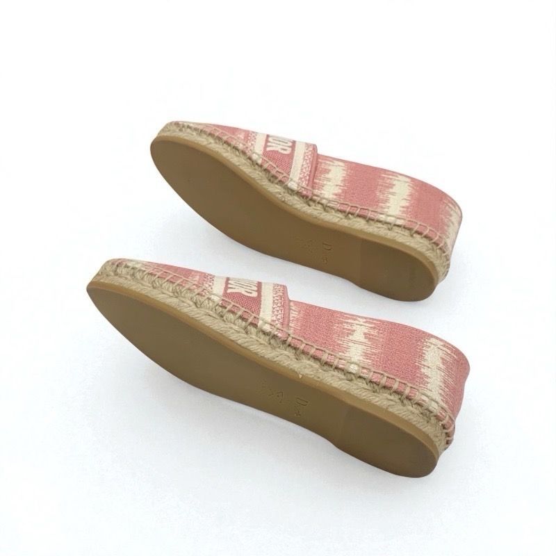 Christian DIOR Granville Flat Shoes Fabric Pink Espadrilles