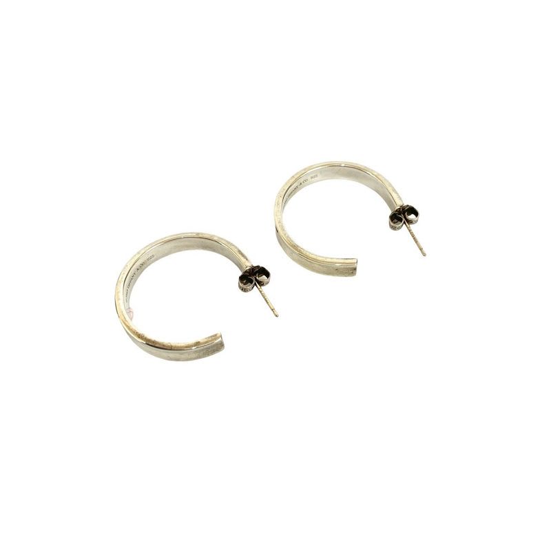 Tiffany & Co 1837 Hoop Earrings Logo Silver 925 Accessories