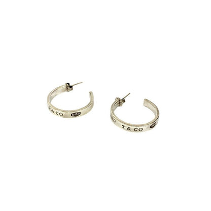 Tiffany & Co 1837 Hoop Earrings Logo Silver 925 Accessories