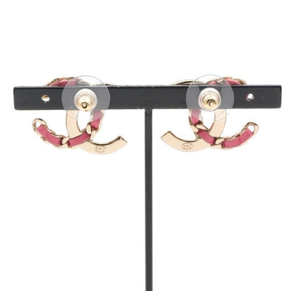 Chanel Earrings Earring Gold Pink Coco Mark Rhinestone