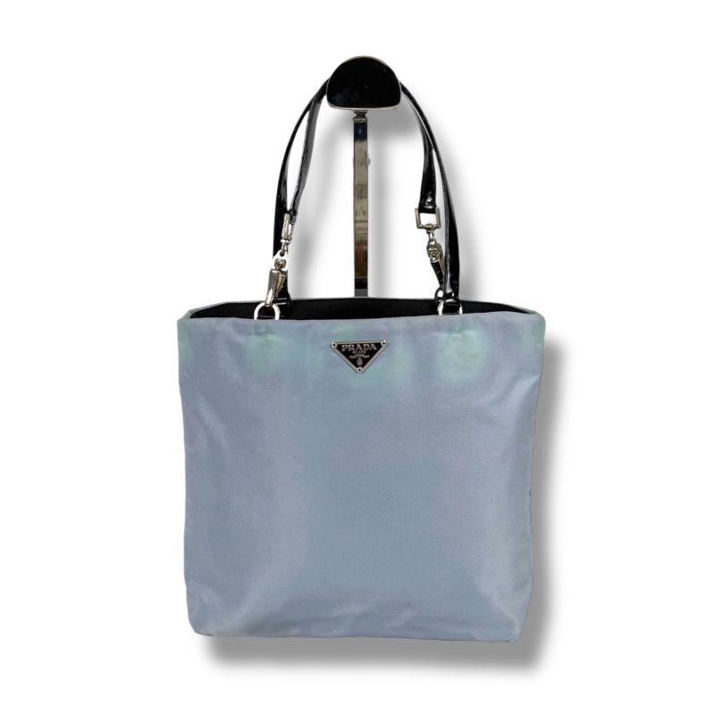 Prada Mini Tote Bag Triangle Logo Light Blue Light Blue Tessuto Nylon
