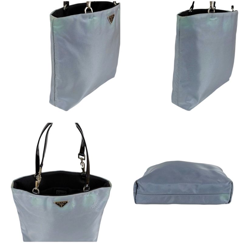 Prada Mini Tote Bag Triangle Logo Light Blue Light Blue Tessuto Nylon